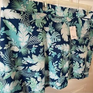 Croft & Barrow Plus 3X turquoise, blue & white print skort with blue shorts, NWT